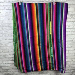 Lumily Guatemala Throw Blanket Colorful Striped Woven Rectangular 60” x 82”